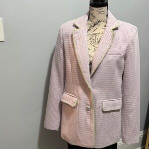 7 For All Mankind Light Pink Blazer with Green Trim